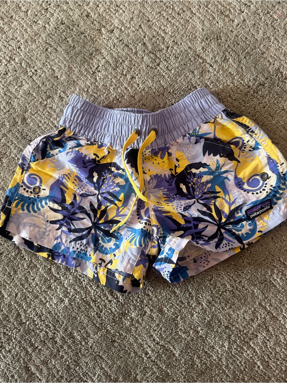 Patagonia Girls' Yellow, Purple & Blue Floral Costa Rica shorts